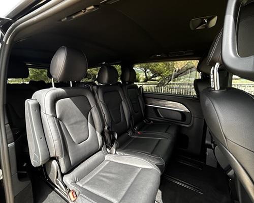 interior of a class v minivan with private VTC driver on a trip from Propriano to Ajaccio